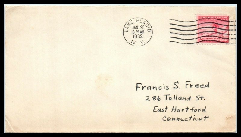 1932 US Cover - Lake Placid, New York to East Hartford, Connecticut L12 