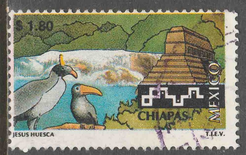 MEXICO 1961 $1.80 Tourism Chiapas, birds, pyramid. USED. F-VF. (1487)