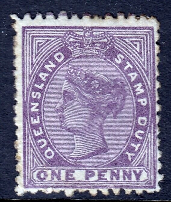 QUEENSLAND — SCOTT AR52 (SG F34) — 1878 1d QV POSTAL FISCAL — MH — SCV $175