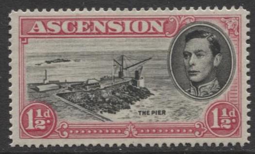 ASCENSION- Scott 42A - The Pier -1949 - MNH - Single 1.1/2d Stamp