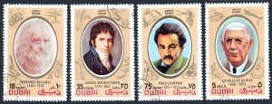 Dubai 154-2155,C61-C62,CTO.Mi 404-407. Beethovem,da Vinci,Gibran,de Gaulle,1972.