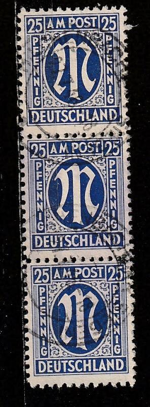 3N13 Germany A.M.G, Used strip of 3