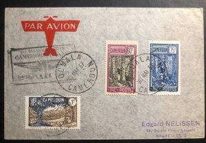 1937 Douala Cameroon First Flight Airmail cover FFC To Bruxelles Belgium