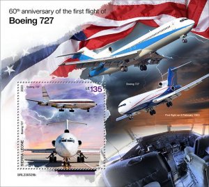 SIERRA LEONE - 2023 - Boeing 727 1st Flight - Perf Souv Sheet -Mint Never Hinged