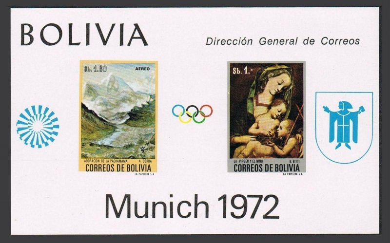 Bolivia C318a-C319a sheets,MNH.Mi Bl.34-35,MNH. Olympics Sapporo-1972.Paintings.