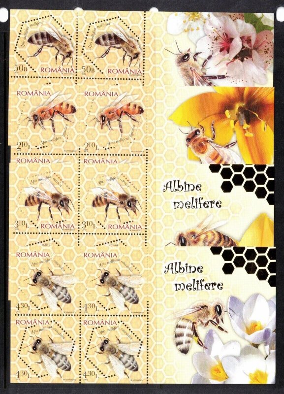 Romania Sc 5145-48a MNH SET of 4 sheets of 2010 - Insects - Bees, Honey 