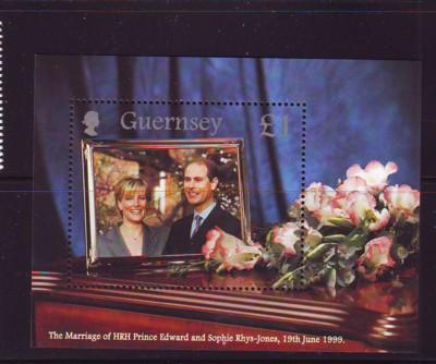 Guernsey Sc 690 1999 Royal Wedding |Prince Edward stamp sheet mint NH