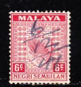 Album Treasures Malaya-Negri Sembilan Scott # 25  6c Coat of Arms  VF Used