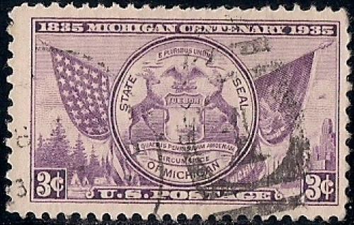 775 3 cent Michigan Statehood Centenary, Stamp used F