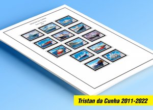 COLOR PRINTED TRISTAN DA CUNHA 2011-2022 STAMP ALBUM PAGES (51 illustr. pages)