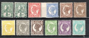 Australia - Queensland 1907-11 QV values to 2s between SG 286 and 300 MLH/MH