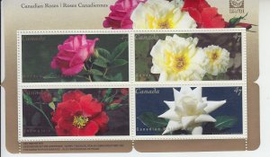 2001 Canada Roses SS (Scott 1910) MNH