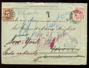J18 Postage Due Used Stamp On Very Busy Cover from Austria to U.S. (J18-37)