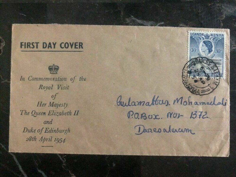 1954 Dar es Salam Tanganyika FDC first day cover Royal Visit Domestic Usted