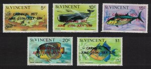 St. Vincent Fish Whales Overpaint 'CARNIVAL' 5v 1977 MNH SG#531-535