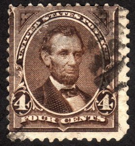 1895, US 4c, Lincoln, Used, thin, Sc 269