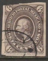 MEXICO 170, 6¢ HIDALGO MEDALLION, USED, CLIPPED PERFS. VF. (1676)