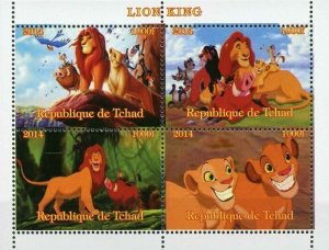 Chad 2014 Walt Disney Lion King Simba Lady & Tramp Cartoons 4v S/Sheet MNH (#5) 