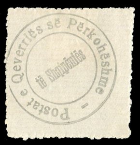 Albania #Mi. 2B Cat€650, 1913 1p gray black, horizontally laid paper, witho...