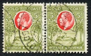 Gold Coast SG112 5/- Carmine and Sage-green Pair Cat 110 pounds 
