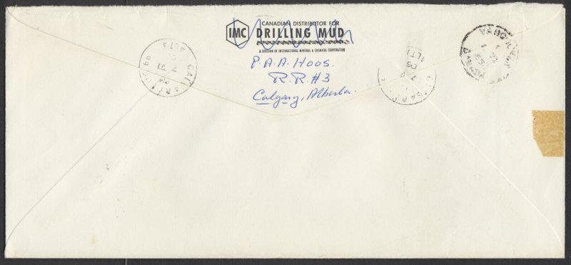 1965 Registered Cover Calgary ALTA Sub 66 to Vancouver BC #10 Size