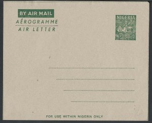 Nigeria 1961 3d Air Letter H&G10 'For use within Nigeria only' fine unused