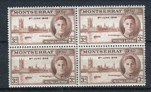 MONTSERRAT; 1946 early GVI Victory issue fine MINT MNH BLOCK of 4