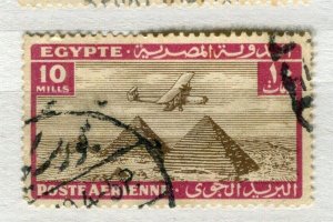 EGYPT; 1933 early AIRMAIL issue fine used 10m. value, shade