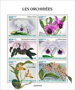 2023/01 - CENTRAL AFRICAN - ORCHIDS       6V  complet set    MNH **