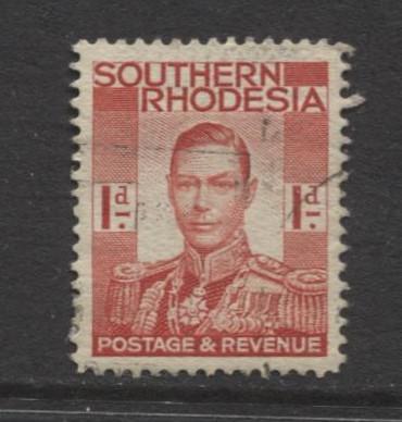 Southern Rhodesia- Scott 43 - KGVI - Definitive -1937 - FU- Single 1d Stamp