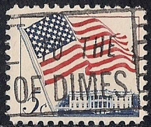 1208 5 cent Flag & White House VF used
