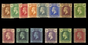 Cayman Islands #50-63 Cat$180, 1921-26 George V, complete set, lightly hinged...