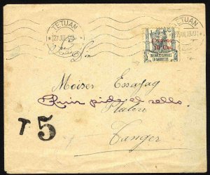 Spanish Colonies, Spanish Morocco, 1920 cover from Tetuan to Tanger franked w...