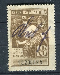 ARGENTINA; 1930s early Revenue issue used 10c. value