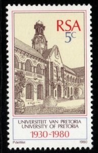 SOUTH AFRICA SG480 1980 50TH ANNIV OF UNIVERSITY OF PRETORIA MNH