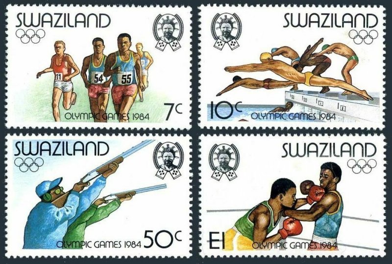 Swaziland 453-456,MNH.Michel 458-461. Olympics Los Angeles-1984.Running,Swimming