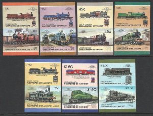 St. Vincent Grenadines - UNION ISLAND Train #19/55s IMPERF Proofs 7 diff. VF-NH-