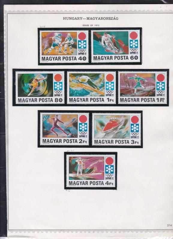 hungary issues of 1972 trains & olympics etc stamps page ref 18304