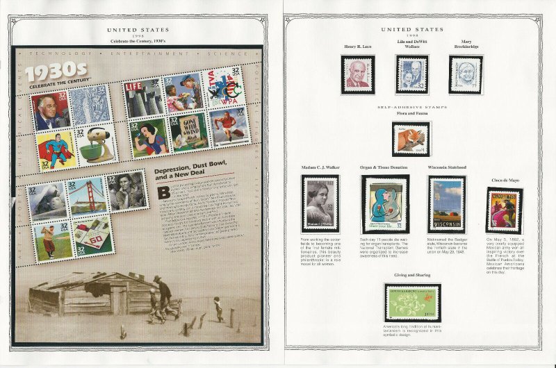 United States Stamp Collection 24 Scott Pages, Mint NH, 1997-1998, JFZ