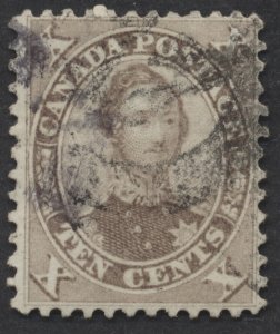 Canada #17b 10c Prince Consort Brown Shade Perf 12x 11.75 Fine