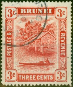 Brunei 1916 3c Scarlet SG38 Type II Fine Used