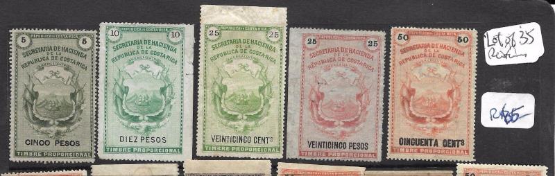 COSTA RICA (P2003BB) REVENUE LOT OF 35 STAMPS M & U 