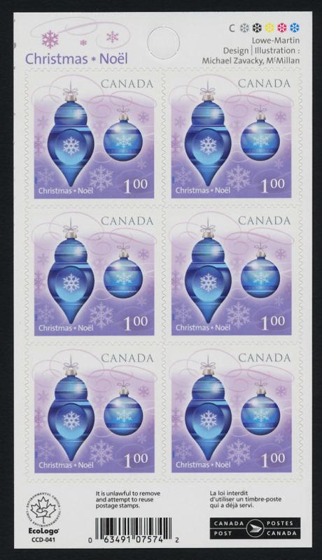 Canada 2414a booklet MNH Christmas Ornament