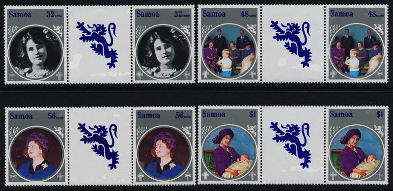 Samoa 649-52 Gutter Pairs MNH Queen Mother 85th Birthday, Royalty