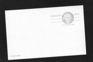 UX105 Charles Carroll, MNH postal card