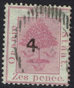 ORANGE FREE STATE 1877 TREE 4 ON 6D USED TYPE C  