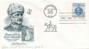 United States sc# 1165 FDC - Single - Artmaster - Mannerheim Champion of Liberty