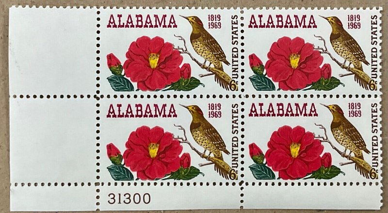 1375      Alabama Statehood   MNH 6c Plate Blocks    FV $6.00    Issued in 1969