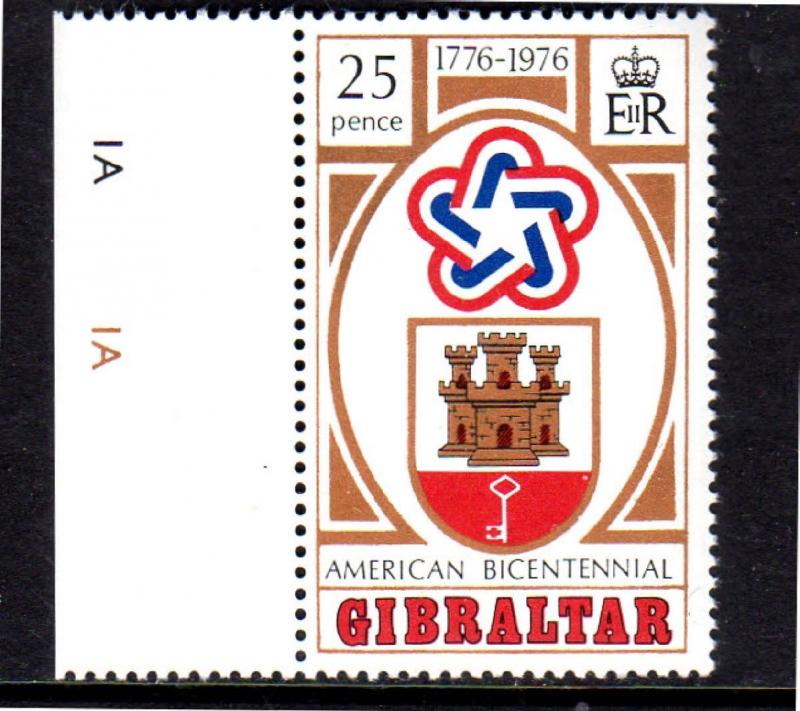 GIBRALTAR #329  1976  AMERICAN BICENTENNIAL  MINT  VF NH  O.G