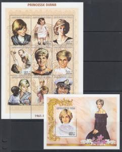 Chad Sc 749-749J MNH. 1997 Princess Diana, complete set of 2 sheets, VF.